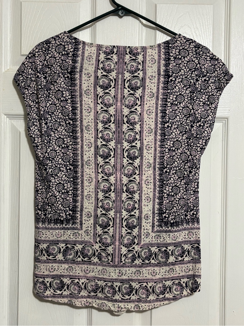 Lucky Brand Purple Floral-Paisley Tie Front Blouse Sz XS VGUC - Picture 3 of 3